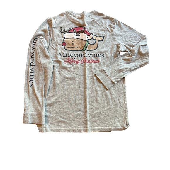 Vineyard Vines holiday reindeer whale long sleeve pocket tee kids large (16) - Picture 1 of 3